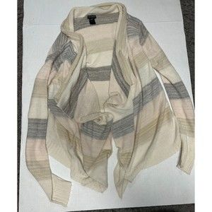 New Direction Sweater Size Large Beige Gray Stripe EUC
